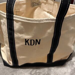 L.L. Bean Cream Tote with black Accents